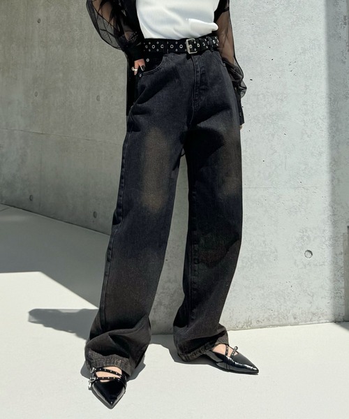 PAGEBOY（ページボーイ）の「foilペイントデニム2（デニムパンツ・レディース・ブルー/ブラック・24inch/25inch/26inch/27inch）」の20枚目の写真