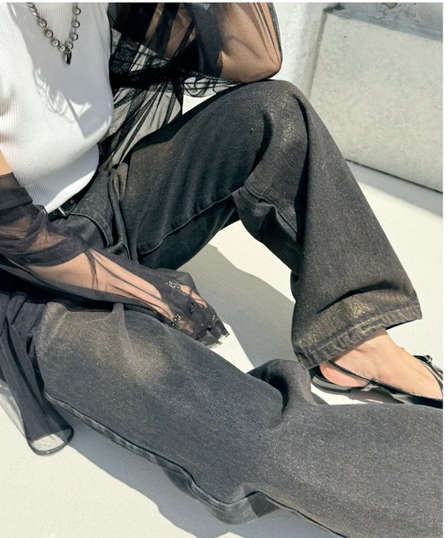 PAGEBOY（ページボーイ）の「foilペイントデニム2（デニムパンツ・レディース・ブルー/ブラック・24inch/25inch/26inch/27inch）」の18枚目の写真