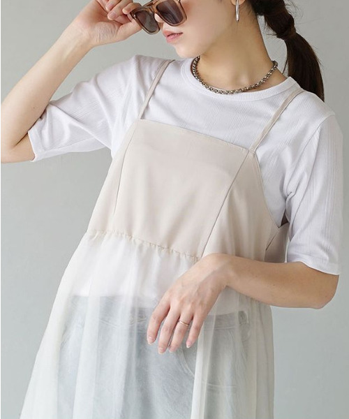 e-zakkamania stores(イーザッカマニアストアーズ)の「テレコリブ ハーフスリーブプルオーバー(Tシャツ/カットソー・レディース・オフホワイト/ホワイト×ブラック/ブラック・フリー)」の8枚目の写真