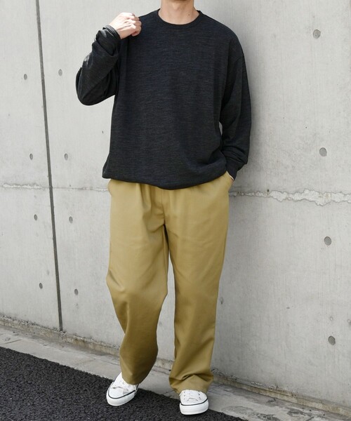 SHIPS any（シップス エニィ）の「SHIPS any: 〈手洗い可能〉バンブー レーヨン ウール混 ルーズ ロングスリーブ Tシャツ ［BRIOS］◇（Tシャツ/カットソー・メンズ・ダークグレー/チャコールグレー/ブラック・LARGE/MEDIUM）」の4枚目の写真