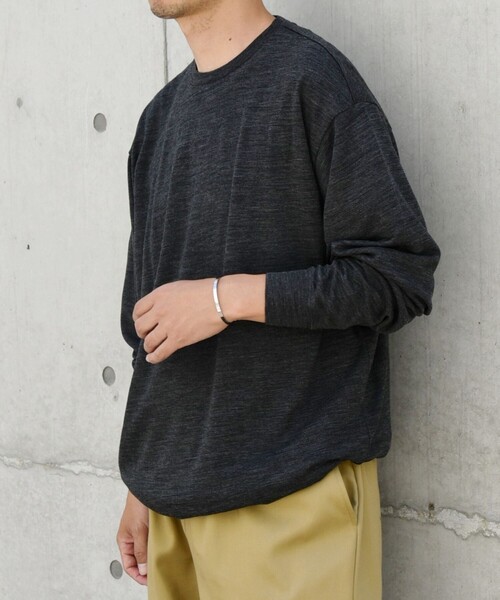 SHIPS any（シップス エニィ）の「SHIPS any: 〈手洗い可能〉バンブー レーヨン ウール混 ルーズ ロングスリーブ Tシャツ ［BRIOS］◇（Tシャツ/カットソー・メンズ・ダークグレー/チャコールグレー/ブラック・LARGE/MEDIUM）」の6枚目の写真