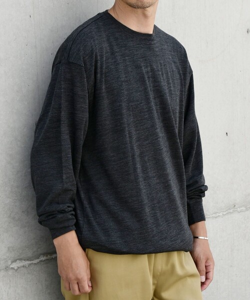 SHIPS any（シップス エニィ）の「SHIPS any: 〈手洗い可能〉バンブー レーヨン ウール混 ルーズ ロングスリーブ Tシャツ ［BRIOS］◇（Tシャツ/カットソー・メンズ・ダークグレー/チャコールグレー/ブラック・LARGE/MEDIUM）」の7枚目の写真