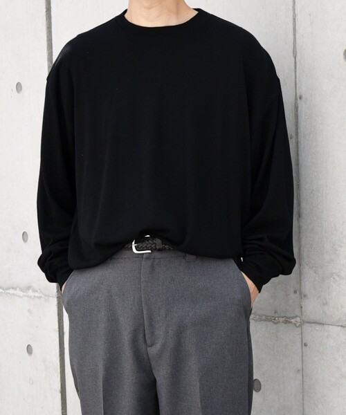 SHIPS any（シップス エニィ）の「SHIPS any: 〈手洗い可能〉バンブー レーヨン ウール混 ルーズ ロングスリーブ Tシャツ ［BRIOS］◇（Tシャツ/カットソー・メンズ・ダークグレー/チャコールグレー/ブラック・LARGE/MEDIUM）」の10枚目の写真