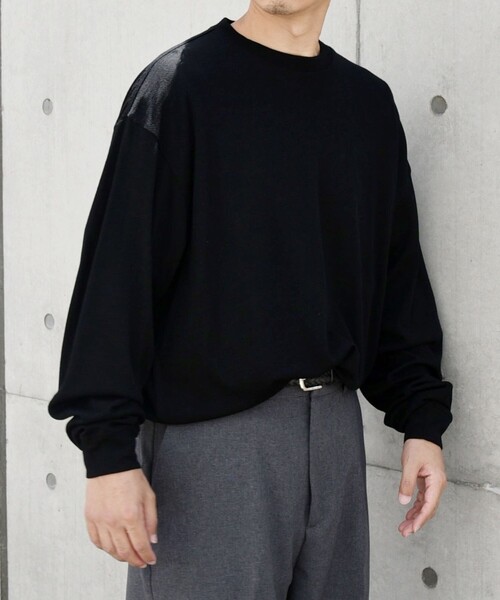 SHIPS any（シップス エニィ）の「SHIPS any: 〈手洗い可能〉バンブー レーヨン ウール混 ルーズ ロングスリーブ Tシャツ ［BRIOS］◇（Tシャツ/カットソー・メンズ・ダークグレー/チャコールグレー/ブラック・LARGE/MEDIUM）」の11枚目の写真