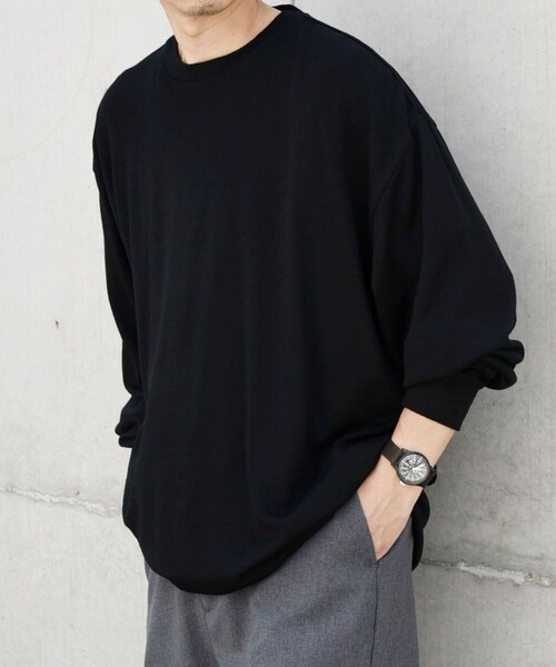 SHIPS any（シップス エニィ）の「SHIPS any: 〈手洗い可能〉バンブー レーヨン ウール混 ルーズ ロングスリーブ Tシャツ ［BRIOS］◇（Tシャツ/カットソー・メンズ・ダークグレー/チャコールグレー/ブラック・LARGE/MEDIUM）」の12枚目の写真
