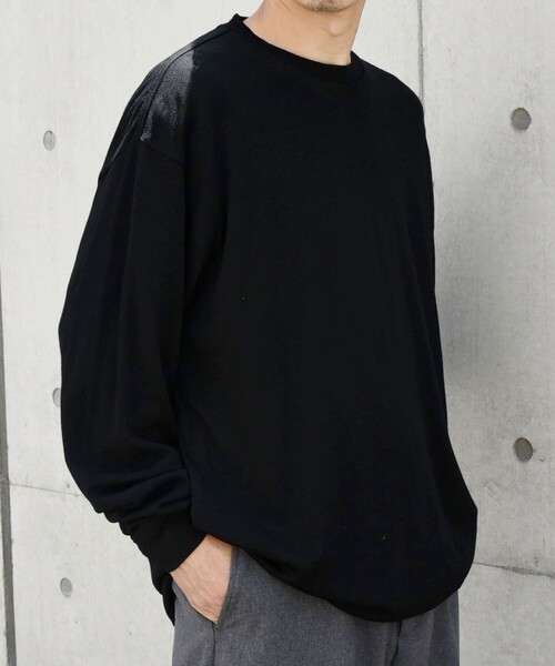 SHIPS any（シップス エニィ）の「SHIPS any: 〈手洗い可能〉バンブー レーヨン ウール混 ルーズ ロングスリーブ Tシャツ ［BRIOS］◇（Tシャツ/カットソー・メンズ・ダークグレー/チャコールグレー/ブラック・LARGE/MEDIUM）」の13枚目の写真