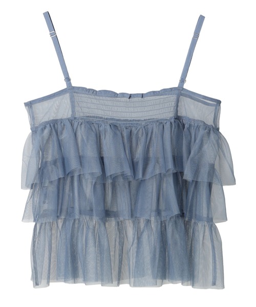 earth music&ecology（アースミュージックアンドエコロジー）の「チュールティアードフリルキャミソール（キャミソール・レディース・ライトグレー系1/コーラル/アイボリー/ブルーグレー・FREE）」の19枚目の写真