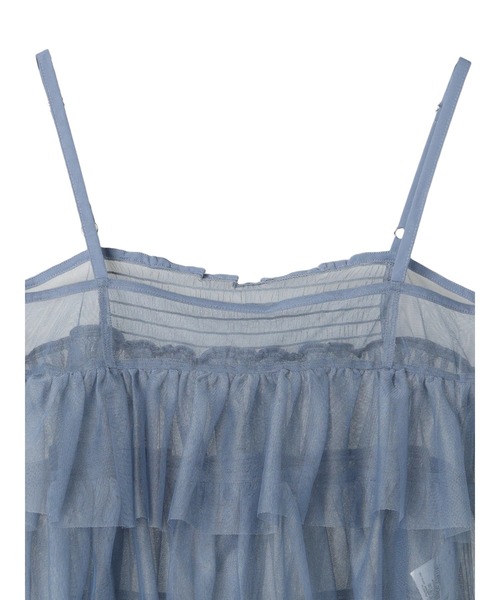 earth music&ecology（アースミュージックアンドエコロジー）の「チュールティアードフリルキャミソール（キャミソール・レディース・ライトグレー系1/コーラル/アイボリー/ブルーグレー・FREE）」の8枚目の写真