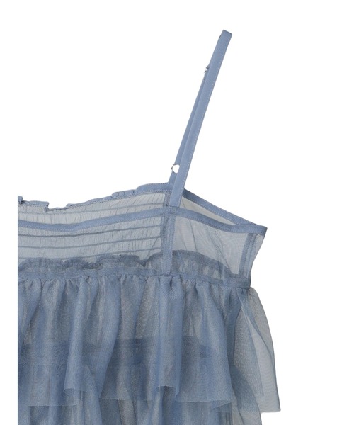 earth music&ecology（アースミュージックアンドエコロジー）の「チュールティアードフリルキャミソール（キャミソール・レディース・ライトグレー系1/コーラル/アイボリー/ブルーグレー・FREE）」の9枚目の写真