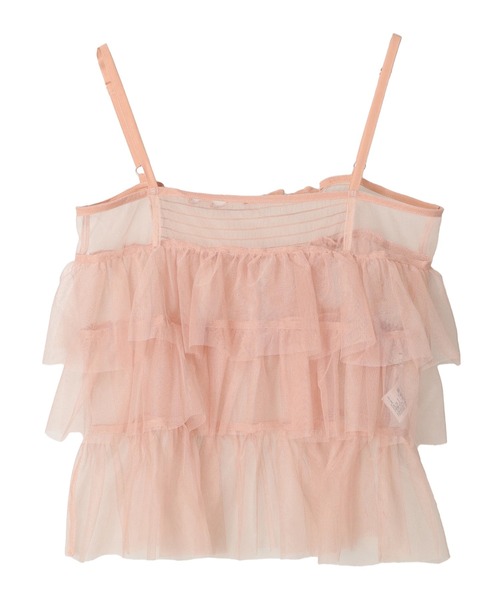 earth music&ecology（アースミュージックアンドエコロジー）の「チュールティアードフリルキャミソール（キャミソール・レディース・ライトグレー系1/コーラル/アイボリー/ブルーグレー・FREE）」の5枚目の写真