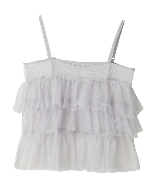 earth music&ecology（アースミュージックアンドエコロジー）の「チュールティアードフリルキャミソール（キャミソール・レディース・ライトグレー系1/コーラル/アイボリー/ブルーグレー・FREE）」の6枚目の写真