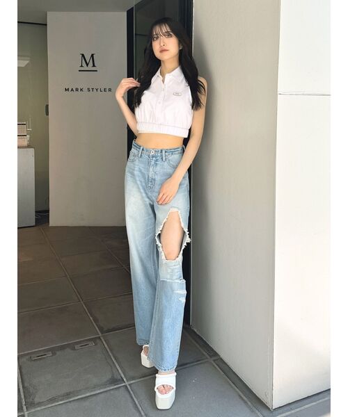 GYDA（ジェイダ）の「GYDAプレートアメスリシャツ（シャツ/ブラウス・レディース・オフホワイト/ブラック・FREE）」の14枚目の写真