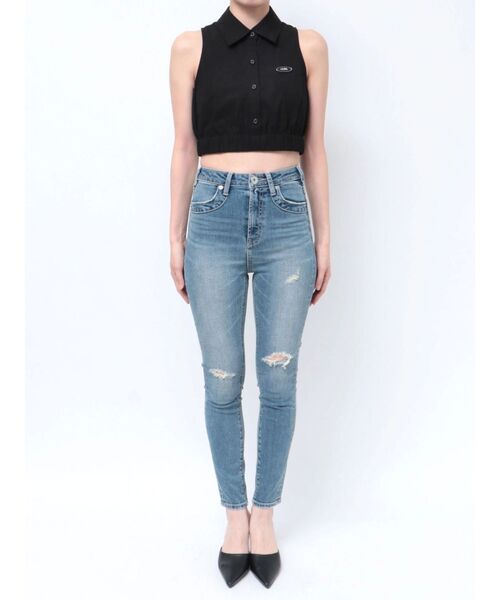 GYDA（ジェイダ）の「GYDAプレートアメスリシャツ（シャツ/ブラウス・レディース・オフホワイト/ブラック・FREE）」の5枚目の写真