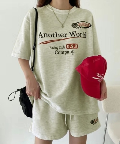 CANVAS+(キャンバスプラス)の「【CANVAS+】RacingプリントTシャツ×ショートパンツSET(セットアップ・レディース・ブラック/ライトグレー/グレー・M)」の3枚目の写真