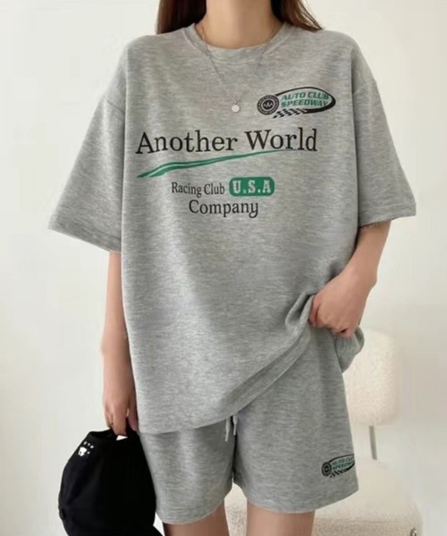 CANVAS+(キャンバスプラス)の「【CANVAS+】RacingプリントTシャツ×ショートパンツSET(セットアップ・レディース・ブラック/ライトグレー/グレー・M)」の7枚目の写真