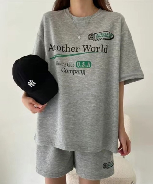 CANVAS+(キャンバスプラス)の「【CANVAS+】RacingプリントTシャツ×ショートパンツSET(セットアップ・レディース・ブラック/ライトグレー/グレー・M)」の8枚目の写真