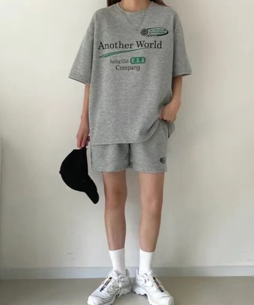 CANVAS+(キャンバスプラス)の「【CANVAS+】RacingプリントTシャツ×ショートパンツSET(セットアップ・レディース・ブラック/ライトグレー/グレー・M)」の9枚目の写真