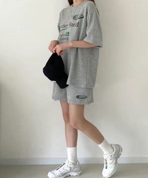CANVAS+(キャンバスプラス)の「【CANVAS+】RacingプリントTシャツ×ショートパンツSET(セットアップ・レディース・ブラック/ライトグレー/グレー・M)」の10枚目の写真