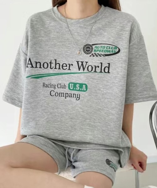 CANVAS+(キャンバスプラス)の「【CANVAS+】RacingプリントTシャツ×ショートパンツSET(セットアップ・レディース・ブラック/ライトグレー/グレー・M)」の13枚目の写真