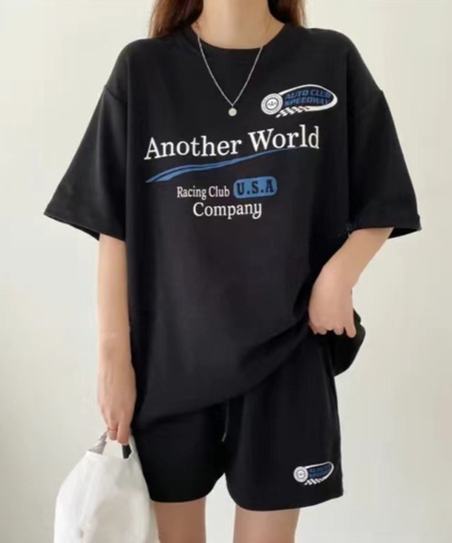 CANVAS+(キャンバスプラス)の「【CANVAS+】RacingプリントTシャツ×ショートパンツSET(セットアップ・レディース・ブラック/ライトグレー/グレー・M)」の15枚目の写真