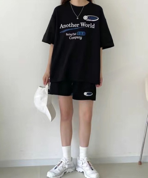 CANVAS+(キャンバスプラス)の「【CANVAS+】RacingプリントTシャツ×ショートパンツSET(セットアップ・レディース・ブラック/ライトグレー/グレー・M)」の16枚目の写真
