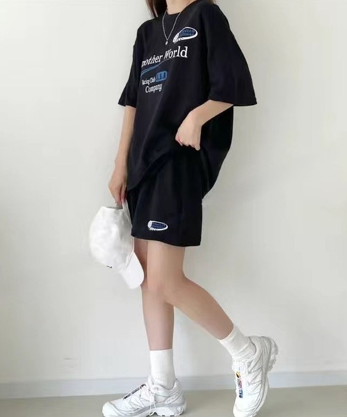 CANVAS+(キャンバスプラス)の「【CANVAS+】RacingプリントTシャツ×ショートパンツSET(セットアップ・レディース・ブラック/ライトグレー/グレー・M)」の17枚目の写真