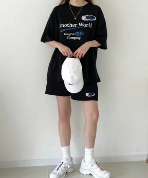 CANVAS+(キャンバスプラス)の「【CANVAS+】RacingプリントTシャツ×ショートパンツSET(セットアップ・レディース・ブラック/ライトグレー/グレー・M)」の18枚目の写真