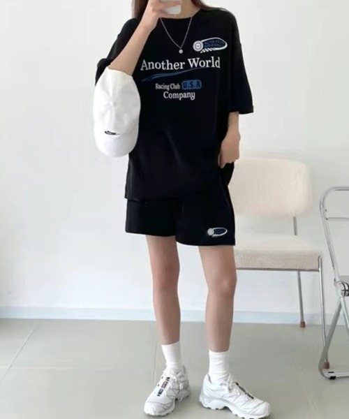 CANVAS+(キャンバスプラス)の「【CANVAS+】RacingプリントTシャツ×ショートパンツSET(セットアップ・レディース・ブラック/ライトグレー/グレー・M)」の20枚目の写真