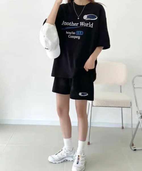 CANVAS+(キャンバスプラス)の「【CANVAS+】RacingプリントTシャツ×ショートパンツSET(セットアップ・レディース・ブラック/ライトグレー/グレー・M)」の21枚目の写真