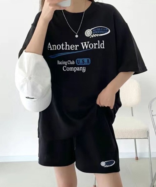 CANVAS+(キャンバスプラス)の「【CANVAS+】RacingプリントTシャツ×ショートパンツSET(セットアップ・レディース・ブラック/ライトグレー/グレー・M)」の22枚目の写真