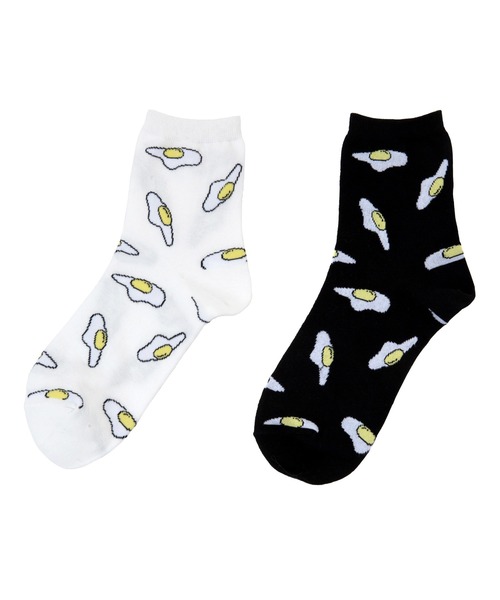 PUNYUS（プニュズ）の「目玉焼き総柄ソックス（ソックス/靴下・レディース・ホワイト/ブラック・FREE）」の5枚目の写真
