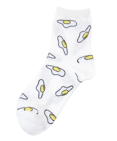 PUNYUS（プニュズ）の「目玉焼き総柄ソックス（ソックス/靴下・レディース・ホワイト/ブラック・FREE）」の9枚目の写真