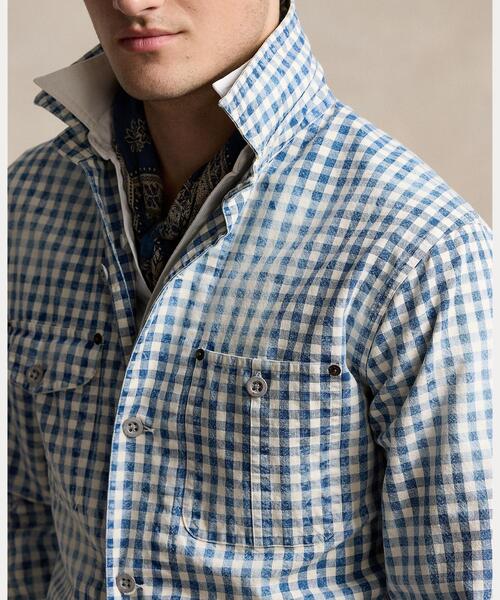 Ralph Lauren ラルフローレン インディゴ チェック オーバーシャツ Polo Ralph Lauren Indigo Dyed Check Cotton L/S Shirt 青紺 XL