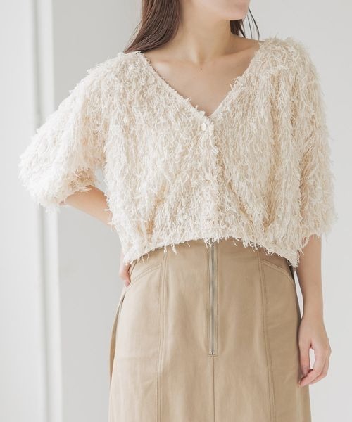 フラッフィーVネックカーディガン 140924（カーディガン/ボレロ
