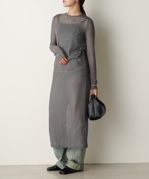 Lui's(ルイス)の「シアーロングワンピース(ワンピース・レディース・ブラック/アイボリー/グレー/ブラウン・FREE)」の4枚目の写真