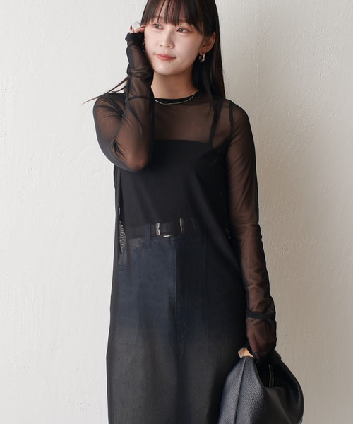 Lui's(ルイス)の「シアーロングワンピース(ワンピース・レディース・ブラック/アイボリー/グレー/ブラウン・FREE)」の3枚目の写真