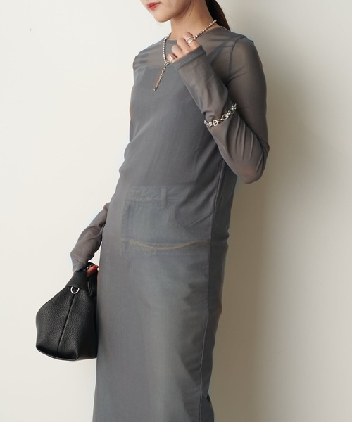 Lui's(ルイス)の「シアーロングワンピース(ワンピース・レディース・ブラック/アイボリー/グレー/ブラウン・FREE)」の5枚目の写真