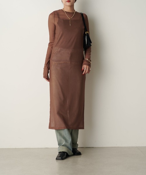 Lui's(ルイス)の「シアーロングワンピース(ワンピース・レディース・ブラック/アイボリー/グレー/ブラウン・FREE)」の8枚目の写真