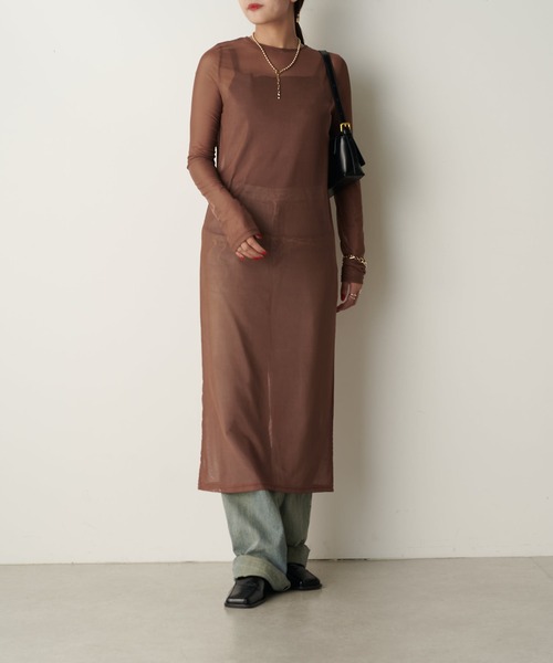 Lui's(ルイス)の「シアーロングワンピース(ワンピース・レディース・ブラック/アイボリー/グレー/ブラウン・FREE)」の9枚目の写真