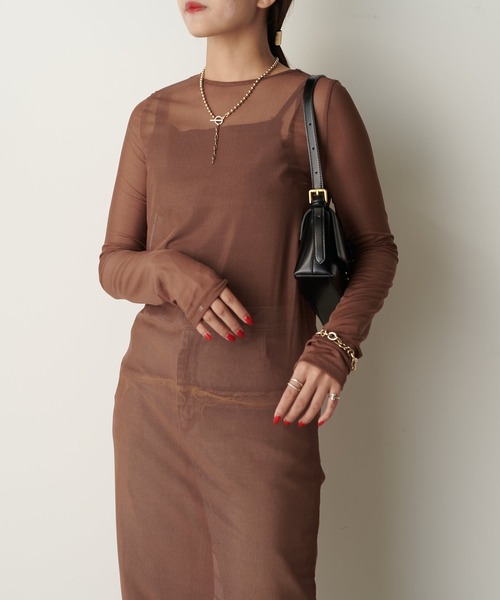 Lui's(ルイス)の「シアーロングワンピース(ワンピース・レディース・ブラック/アイボリー/グレー/ブラウン・FREE)」の11枚目の写真