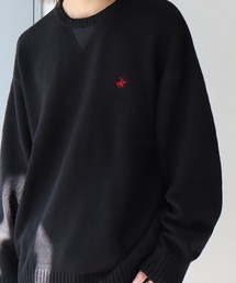 BEVERLY HILLS POLO CLUB | 【BEVERLY HILLS POLO CLUB / ビバリーヒルズ ポロクラブ】 ガゼット付き クルーネック ニット セーター(ニット/セーター)