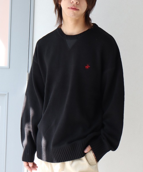 BEVERLY HILLS POLO CLUB(ビバリーヒルズポロクラブ)の「【BEVERLY HILLS POLO CLUB / ビバリーヒルズ ポロクラブ】 ガゼット付き クルーネック ニット セーター(ニット/セーター・メンズ・ブラック/ワインレッド/ブルー系その他/モカ/ブラック系その他/アイボリー・LL/M/L)」の7枚目の写真