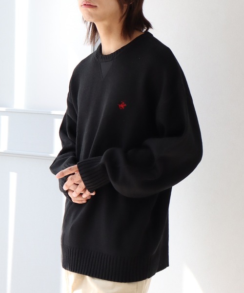 BEVERLY HILLS POLO CLUB(ビバリーヒルズポロクラブ)の「【BEVERLY HILLS POLO CLUB / ビバリーヒルズ ポロクラブ】 ガゼット付き クルーネック ニット セーター(ニット/セーター・メンズ・ブラック/ワインレッド/ブルー系その他/モカ/ブラック系その他/アイボリー・LL/M/L)」の8枚目の写真