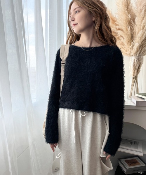 CELINE フィービー期 シルクモヘヤ シャギーニット ステッチ クロップド丈 CELINE フィービー期 シルクモヘヤ シャギーニット ステッチ クロップド丈