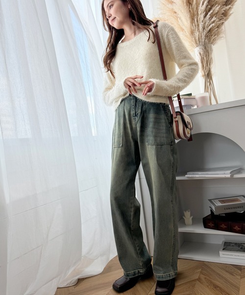 classicalelf(クラシカルエルフ)の「ふわふわシャギーで魅せる。クロップド丈シャギーニットプルオーバー(ニット/セーター・レディース・ライトグレー/ブラック/アイボリー・LARGE/MEDIUM/SMALL/X-LARGE)」の11枚目の写真