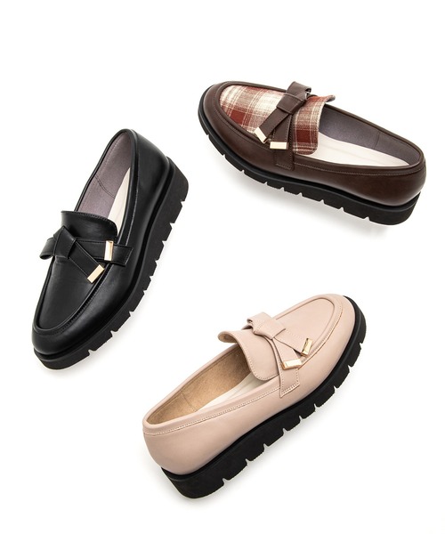 JELLY BEANS(ジェリービーンズ)の「トラックソールノットリボンローファー(215-40136)JELLY BEANS(ジェリービーンズ)(ローファー・レディース・ブラック/アイボリー/ダークブラウン・22.5/23/23.5/24/24.5)」の12枚目の写真