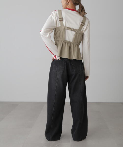 FREE'S MART（フリーズマート）の「◆サイドラインロングTシャツ（Tシャツ/カットソー・レディース・ホワイト系その他/ブラック/ホワイト・FREE）」の6枚目の写真