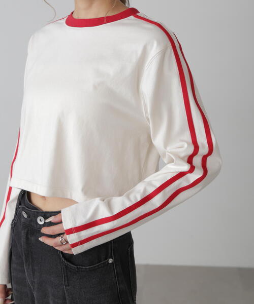 FREE'S MART（フリーズマート）の「◆サイドラインロングTシャツ（Tシャツ/カットソー・レディース・ホワイト系その他/ブラック/ホワイト・FREE）」の11枚目の写真