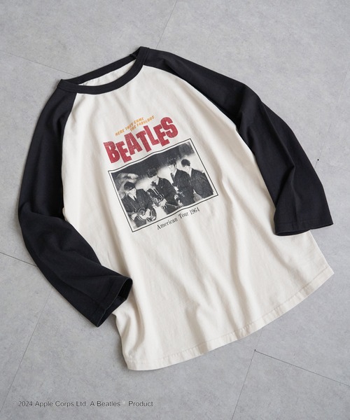 The Beatles（ザビートルズ）の「【別注】THE BEATLES ザ ビートルズ ツアーラグランロンT（Tシャツ/カットソー・メンズ・オフホワイト/チャコール/ネイビー/グレー・M/L/LL）」の5枚目の写真