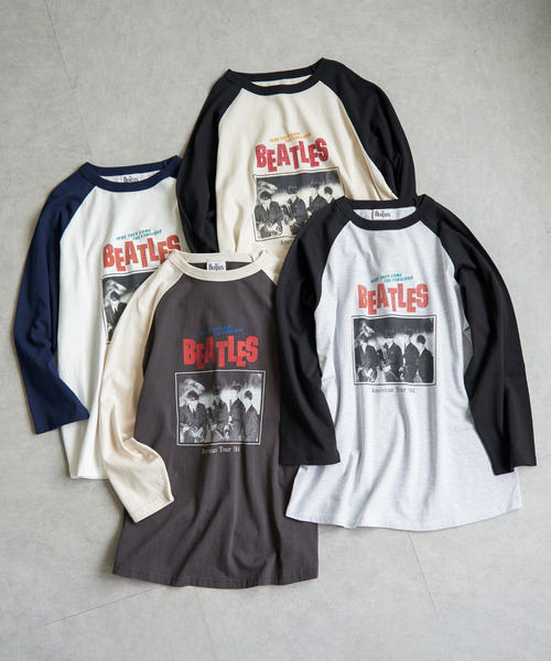 The Beatles（ザビートルズ）の「【別注】THE BEATLES ザ ビートルズ ツアーラグランロンT（Tシャツ/カットソー・メンズ・オフホワイト/チャコール/ネイビー/グレー・M/L/LL）」の17枚目の写真